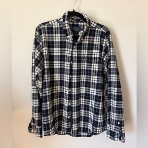 Pendleton Evergreen flannel 100% virgin wool men’s fitted size Large navy/white